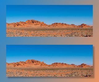 蓝天下的褐色岩层