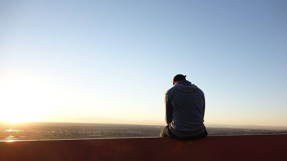 人，坐，轨道，日出，日落，莫，风景，阳光，日出