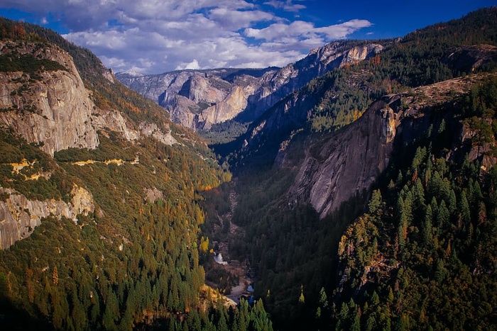 黎明，白天，秋天，高角度拍摄，风景，山脉，户外，河流