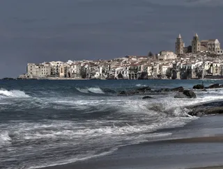 意大利，cefalù，cefalù大教堂，cefalu，海滩，海浪，城镇，教堂