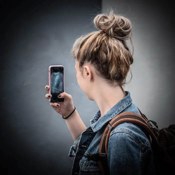 女孩，年轻人，手机，手机，照片，照片，女人，人类