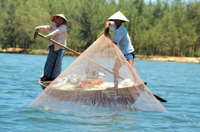 钓鱼, 越南, 亚洲, 旅行, 湖, 船, 工作, 航海船只