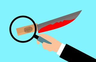 犯罪现场检查的图解。看看证据。