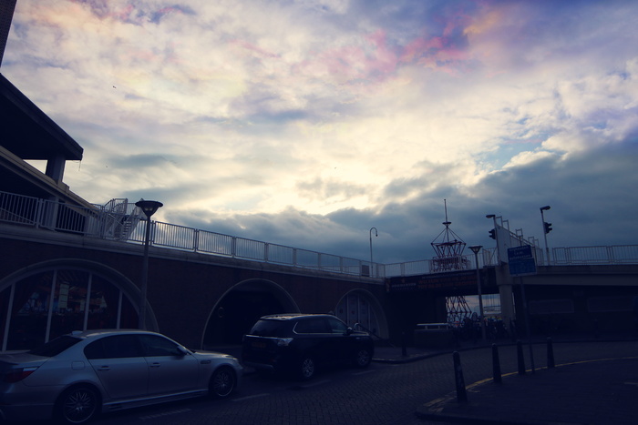 scheveningen，荷兰，海牙，日落，天空，广角，荷兰，云