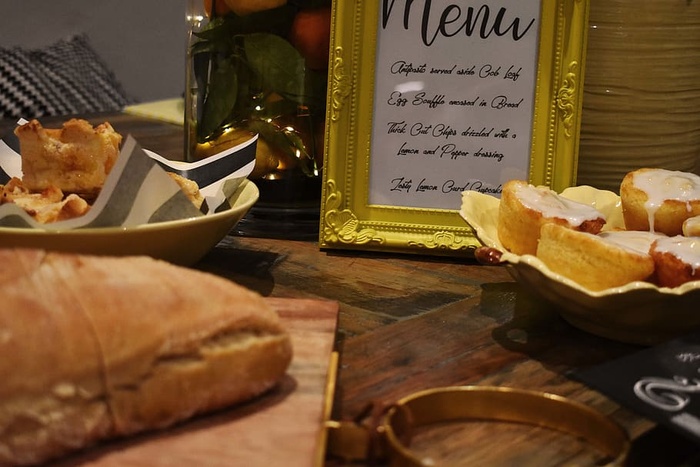 木头、灯光、特写、面包、纸杯蛋糕、菜单、黄色、食物