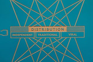 蓝色背景上的设计师工作流程图