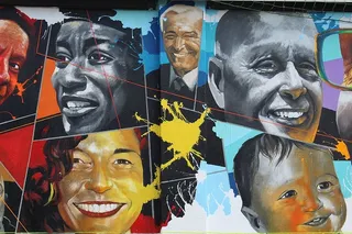 壁画，乐高，脸，微笑，街头艺术，脸，表情，表情