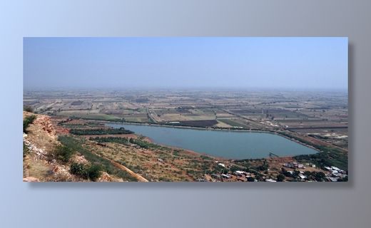 定居点、景观、灌溉水箱、山顶视图、印度纳贡德、水、鸟瞰图