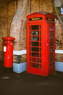 电话亭，信箱，红色，邮箱，电话，英语，传统，复古