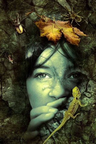 女人、脸、数字、壁纸、幻想、童话、神秘、砖石