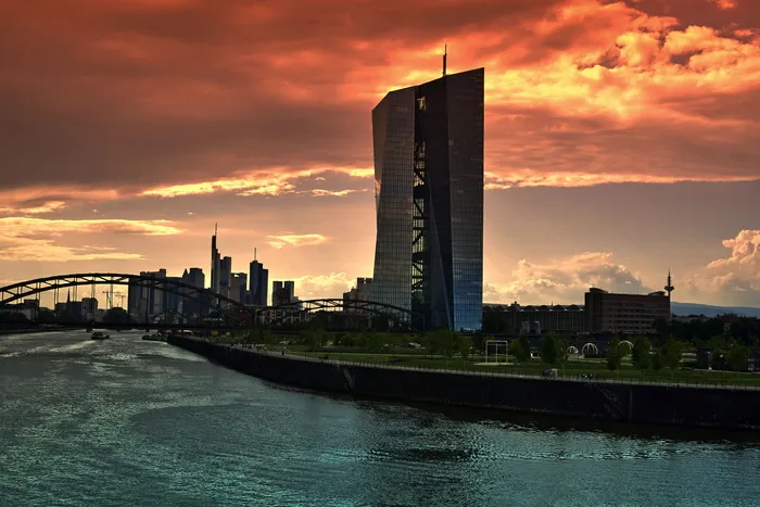 ecb、欧洲央行、法兰克福、ffm、法兰克福a、m、摩天大楼、天际线