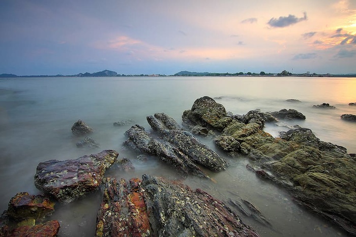 灰色，石头，身体，水，岩石，海洋，海岸，自然