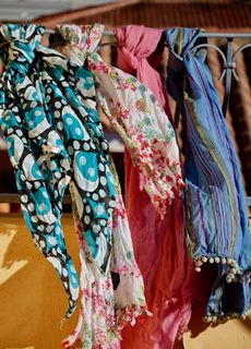 围巾，风，早晨，太阳，撒丁岛，意大利，假日，颜色