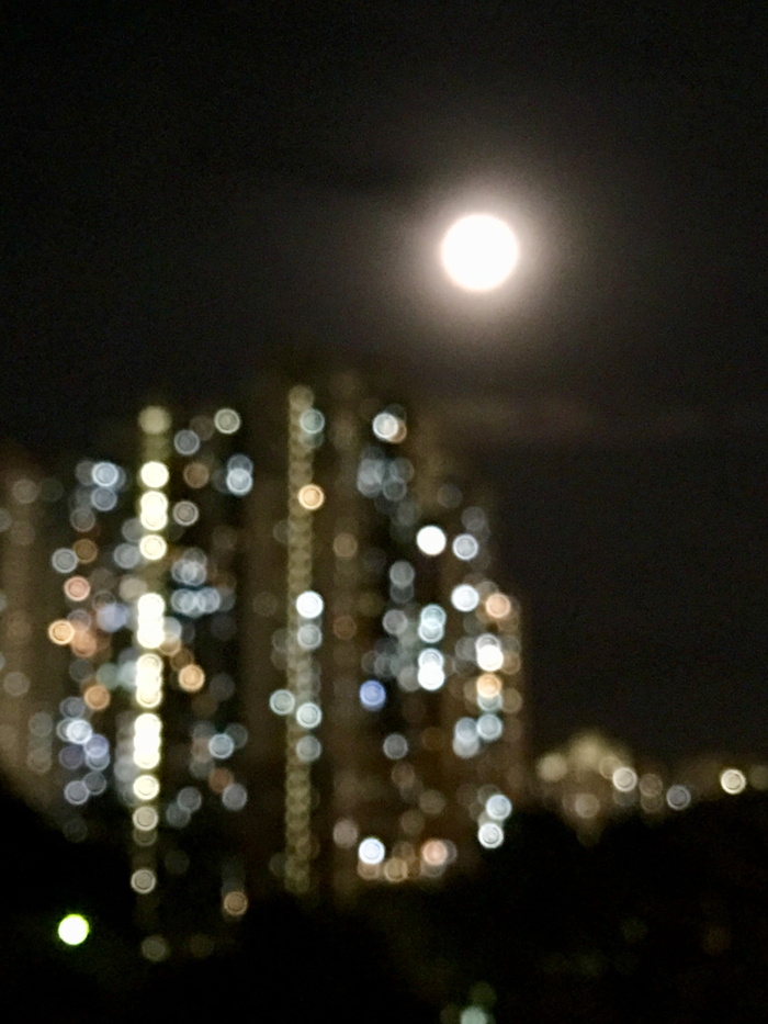 香港, 光, 夜, 月亮, 梦幻般的梦想, 散景, 建设, 照亮