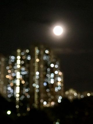 香港, 光, 夜, 月亮, 梦幻般的梦想, 散景, 建设, 照亮