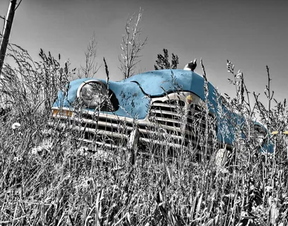 选择性、彩色摄影、经典、蓝色、汽车、oldtimer、复古、旧