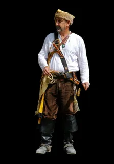 landsknecht, 人类, 活动, 连衣裙, 村民, 黑色背景, 工作室拍摄, 一个人