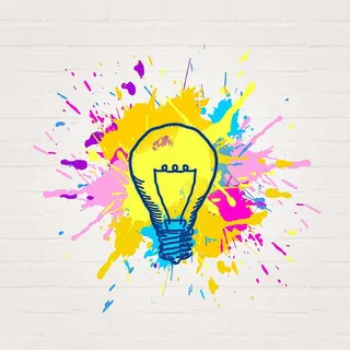 彩绘灯泡-创意和想象力概念-抽象