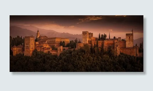 风景摄影，灰色，城堡，绿色，树木，阿罕布拉，力量，防御工事