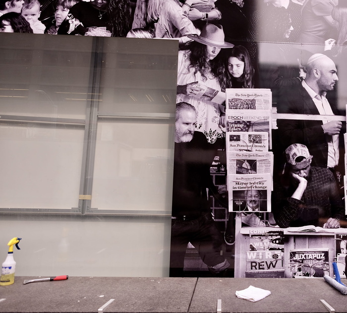 拼贴，广告，海报，人，人，旧金山，鸟，动物