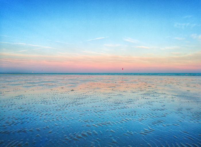 英国，兰辛，海滩，海岸，日落，水，倒影，风筝