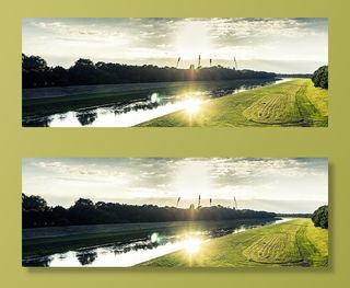 运河，草坪，自然，倒影，阳光，树木，天空，水