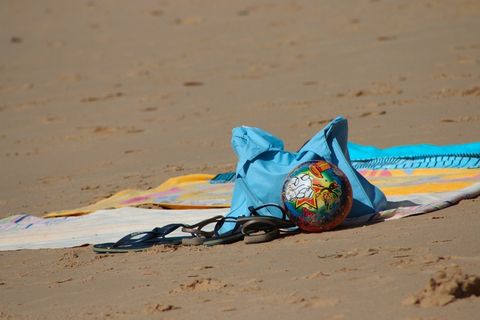 海滩，等待，球，沙子，宁静，孤独，土地，阳光