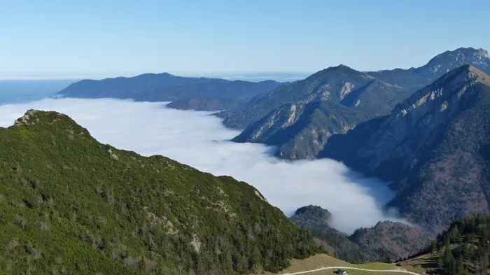 阿尔卑斯山，群山，蔚蓝，雾，沃尔琴看，心情，透过雾，天空