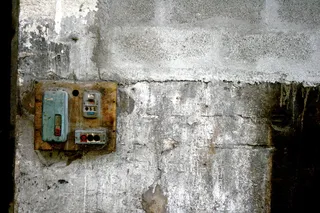 法国、阿尔勒、工业、设备、工厂、混凝土、墙壁、电气