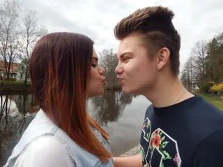 爱，男孩，女孩，自然，公园，河流，两个人，团结