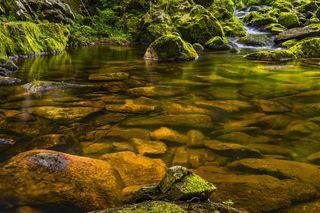 石头，水墙纸，水，河，自然，景观，流，银行