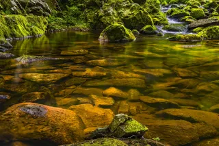 石头，水墙纸，水，河，自然，景观，流，银行