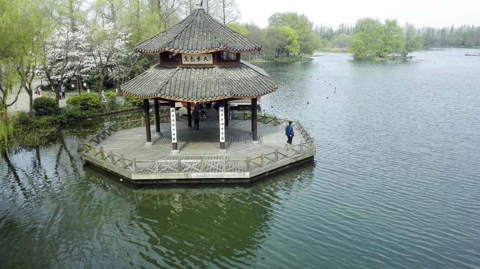 杭州，西湖，风景，户外，亭台楼阁，八卦，水，海滨