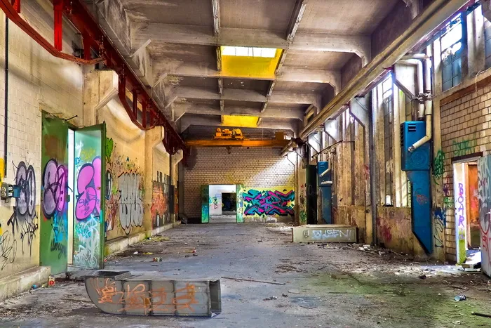 灰色的走廊，失落的地方，房间，离开，照片，旧，腐烂，消失