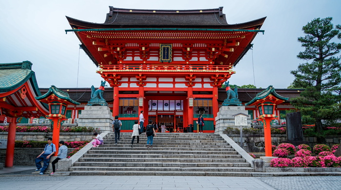 人物，正面，红色，中国寺庙，福西米伊纳里太沙神社，京都，日本，文化