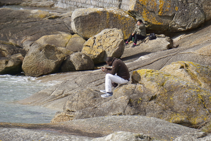 人，角色，手机，仅限，手机，岩石，岩石-物体，全长