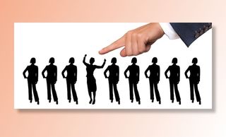 剪影，九，女性插图，商业，员工，人力资源总监，选拔，候选人