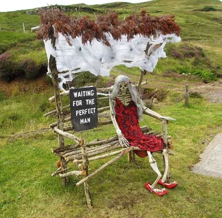 英国，斯凯，格林，长凳，女，女，骷髅，木头