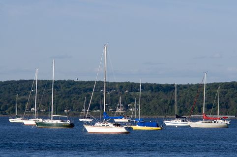 蓝色，船，颜色，停靠，哈德逊，景观，自然，纽约