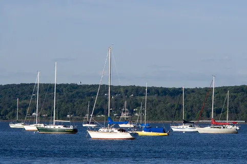 蓝色，船，颜色，停靠，哈德逊，景观，自然，纽约