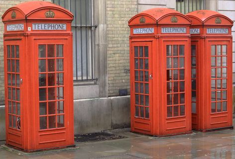 红亭，电话亭，红，伦敦，考文特花园，街道，雨，电话亭