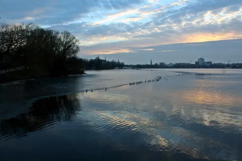 abendstimmung,outer alster,美景,汉堡,汉堡,水,天,云天 abendstimmung,outer alster,美景,汉堡,汉堡,水,天,云天