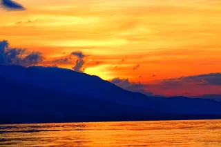 印度尼西亚, 温泉村度假村 tembok 巴厘岛, 巴厘岛, 日落, 海洋, 天空, 山, 水