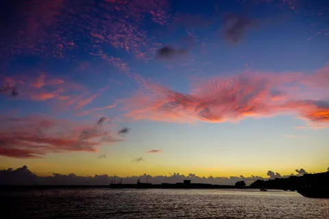 日落、布景、云、天空、海洋、港口、蓝色、风景 日落、布景、云、天空、海洋、港口、蓝色、风景