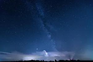 银河，风暴，雷雨，夜晚，天空，蓝色，云，天气