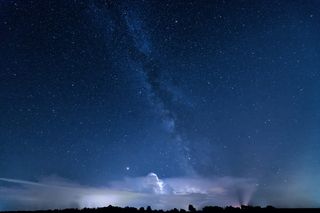 银河，风暴，雷雨，夜晚，天空，蓝色，云，天气