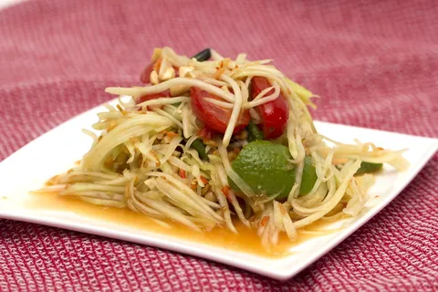 蔬菜沙拉,白,盘子,木瓜,沙拉,泰国,食品,亚洲 蔬菜沙拉,白,盘子,木瓜,沙拉,泰国,食品,亚洲