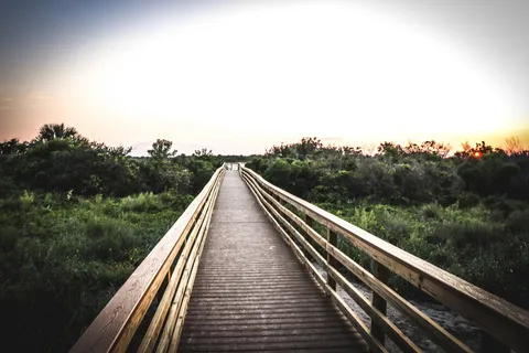 棕色木桥广角照片