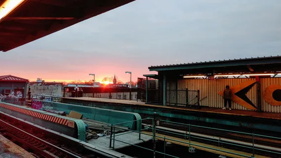 美国，85街-森林公园路站，火车，日出，纽约市，城市，建筑，建筑结构