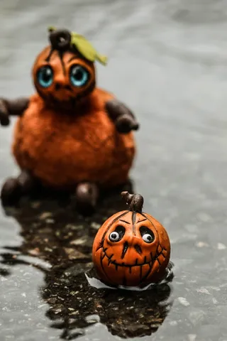 玩具，人物，南瓜，秋天，小，水坑，雨，没有人